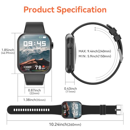 Hwagol Smart Watch (Answer/Make Call) 1.85inch Fitness Tracker, DIY Dials/Pedometer/Calories/Multiple Sport Modes/Voice Assistant, Smart Watches for Men Women Android iOS Phones - image 8