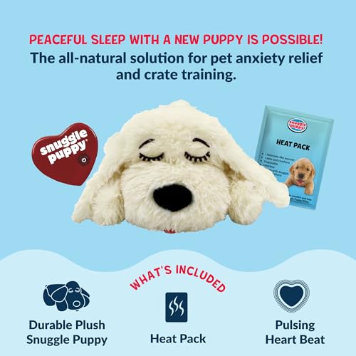 Image of Snuggle Puppy Heartbeat Toy, Calming Comfort, Medium Breeds - Cream | Calming heartbeat toy, crate training comfort, heat pack, new puppy essentials, first nights, sleep, medium breeds 25-70 lbs