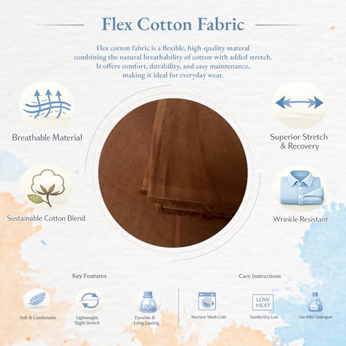 Image of Premium Cotton Flex Fabric for Sewing & Dressmaking | Soft, Breathable, Durable Material | Ideal for Kurtis, Shirts, Dresses, Home Decor & Crafts (Brown, 1 Meter)