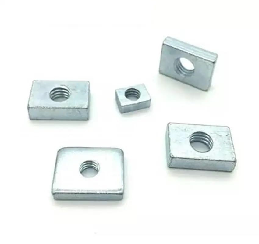 50pcs Square Nut M3 M4 M5 M6 M8 Rectangular Nuts GB39 Aluminum Profile Block Thin Carbon Steel Countersunk Nut(M3x7x2)