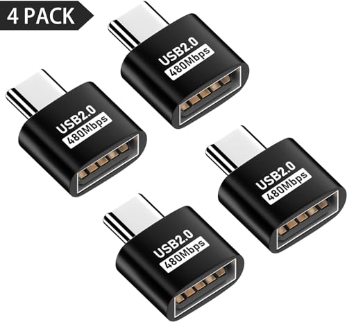 Image of ETZIN USB2.0 to USB C Adapter, USB Type C Male to USB 2.0 Type A Female Extension Connector Support 480Mbps Data Transfer, OTG Function and Charging for Phone, Laptop, USB Keyboard (4, Black-C)
