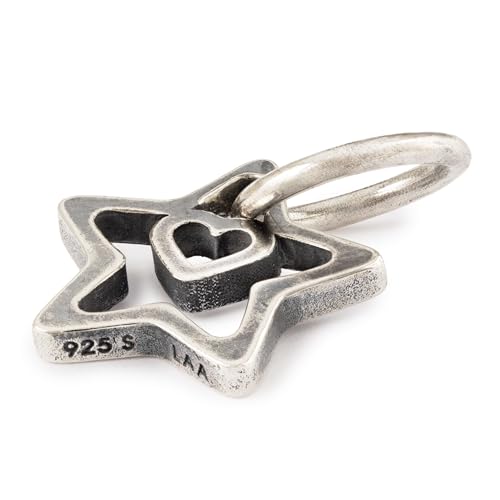 Trollbeads Abalorio de estrella de plata artesanal con borla de corazón