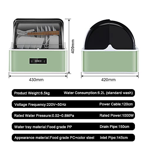 Automatische Vaatwasser - Tafelmodel Compacte Vaatwasser, Draagbare Aanrecht Vaatwasser Intelligente Controle Drogen Opslaan LED Display Desinfectie 360° Reiniging Thuis Appartement - Afbeelding 8