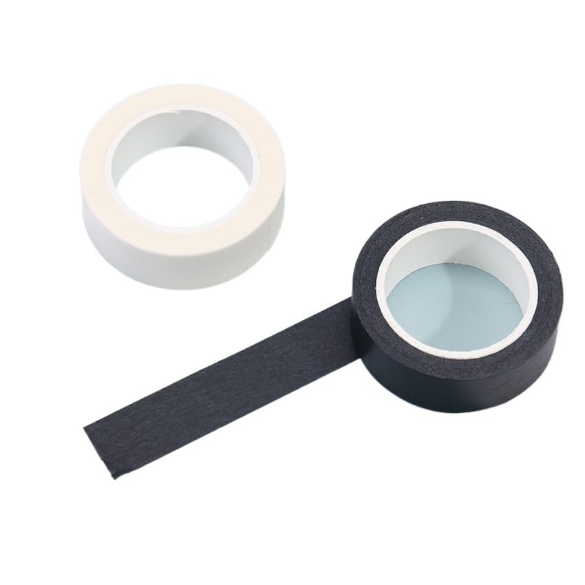 Miniatura 4 de washi - Cinta adhesiva adhesiva de papel decorativo básico grabable, 0.591 in x 32.8 ft, color blanco sólido y negro, material escolar, papelería, 1