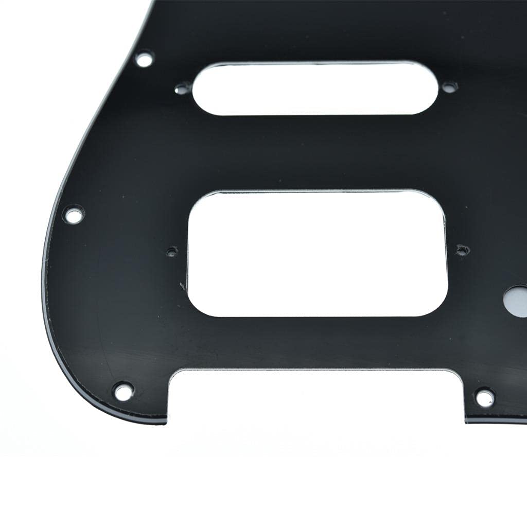 KAISH 11 Hole American Modern Strat Style HSS Pickguard 2-Screw Round Corner Humbucking Pickup Mounting for Stratocaster/Strat Black 3 Ply - Image 4