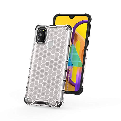 Image of Glasgow | for Samsung Galaxy M21 Honeycomb Pattern Back Case Cover for Samsung Galaxy M21 with 4 Bumper Corners and Military Grade Protection - Transparent