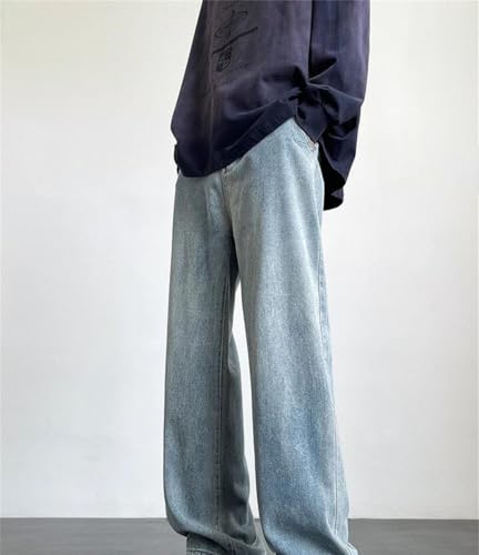 Mens Wide Leg Jeans Korean Style Loose Fit Denim Pants High Waisted Casual Straight Trousers2