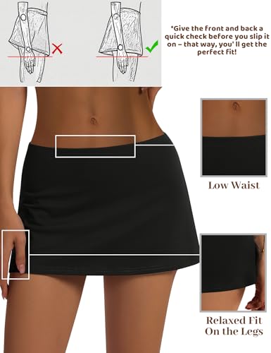 LOMON Women's Athletic Skorts Low Waist Casual Mini Skorts Skirt with Built-in Shorts with Pockets Sexy Going Out Outfits4