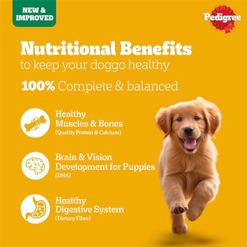 Image of Pedigree Adult & Puppy Dry Dog Food, 100% Vegetarian, 10 kg, Contains 37 Essential Nutrients, 100% Complete & Balanced Food for Adult Dogs (Pack of 2)