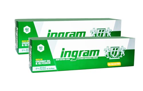 Image of Ingram New Extra Cool Lather Shave Cream Cool Shaving Cream Tube 60g For A Smoother And Closer Shave Made In Egypt (2 Pack = 4.23 oz / 120 gm)