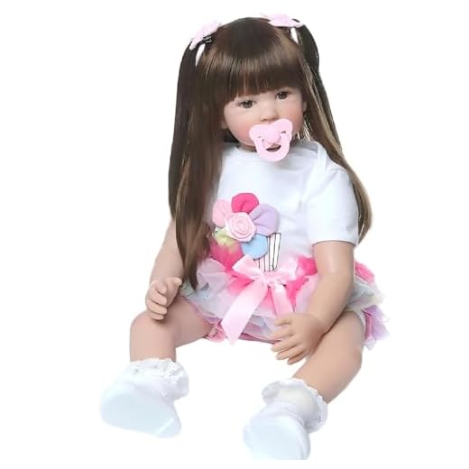 Pinky 24 inch 61cm Lovely Reborn Baby Girl Dolls Toddler Realistic Looking Life Like Baby Doll Vinyl Silicone Long Hair Babies Toy Gift