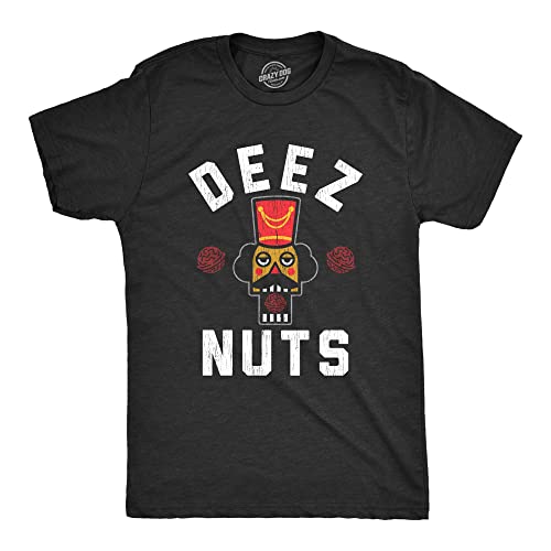 Mens Deez Nuts T Shirt Funny Christmas Nutcracker Tee Black L