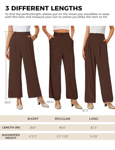 Buauty Women Straight Wide Leg Dress Pants for Women High Waist Office Business Casual Trousers Pants with Pockets 2025 Black Coffee2