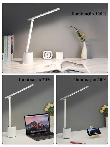 Luminária Dobrável Touch De Led Para Leitura Com Brilho e Temperatura de Cor Ajustáveis