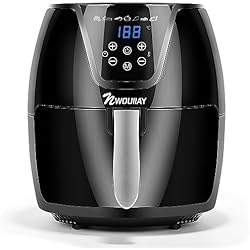 NWOUIIAY Freidora de Aire 1800W Freidora sin Aceite con Capacidad de 5.5L Temperatura Ajustable 7 Modos Menús con Pantella LED Táctil Función de Temporizador Libre BPA Fácil de Limpiar