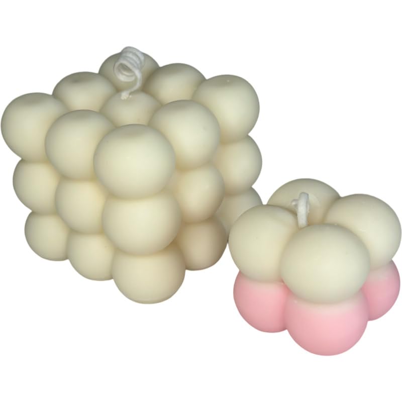 2 Pcs Bubble Candle home made Decoration white and pink bubble candle handmade cube for beroom bathroom Decoration soy candles