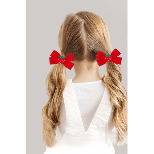 Pinzas para el cabello con moño de fresa rojo, pack de 2 miniatura 2