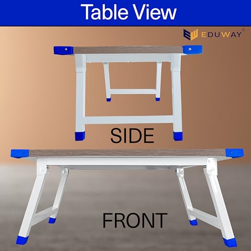 Image of Eduway Heavy Duty Foldable Wooden Laptop Table - Multipurpose Bed Table for Study, Work from Home, Eating, Reading | Portable Non-Adjustable Desk for Students, Kids| Perfect for Home, Office- Brown.