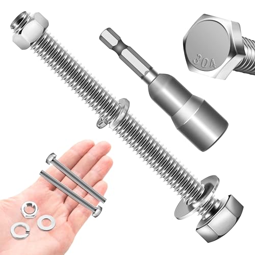 Image of (12 Sets) 1 /4-20 Bolt, 1 /4-20 x 3 Hex Head Screws Bolts and Nuts Kit with 1 /4-20 Nuts, Flat & Lock Washers, Fully Threaded, 1 /4 20 Stainless Steel Bolts, Bright Finish by Marysino