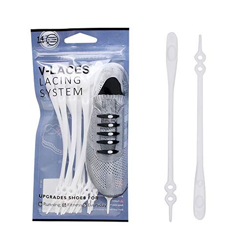 ZOUIQSS No Tie Lacets de Chaussure pour Enfants et Adultes,Lacets élastiques sans attache pour chaussures de Sport running Sports Shoes Sneaker Conseil Bottes(Blanc) Cover
