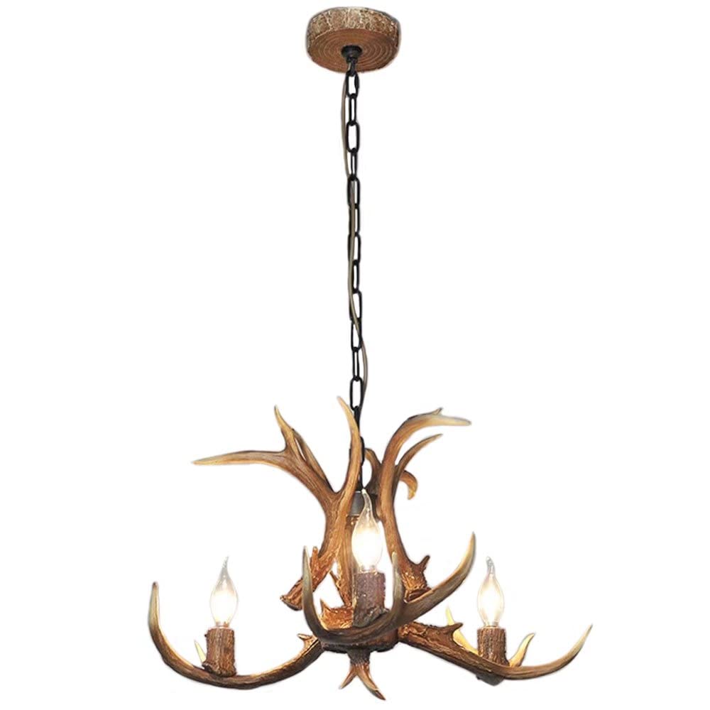 KXEcoLife Antler Chandelier Retro Living Room Restaurant Cafe Internet Creative Ceiling Light Comfortable anniversary