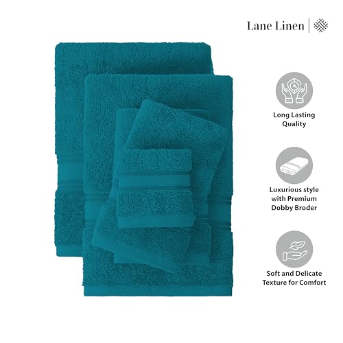 Image of Lane Linen Luxury Bath Towels Set - 3 Piece Set, 100% Cotton Bathroom Towels, Zero Twist, Quick Dry Absorbent Bath Towel, Super Soft, 1 Bath Towel, 1 Hand Towel, 1 Wash Cloths - Sea Port