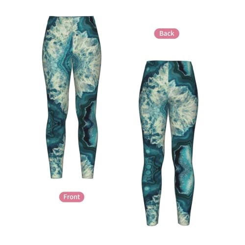 Leggings de compresión suaves para mujer con estampado azul de entrenamiento 4