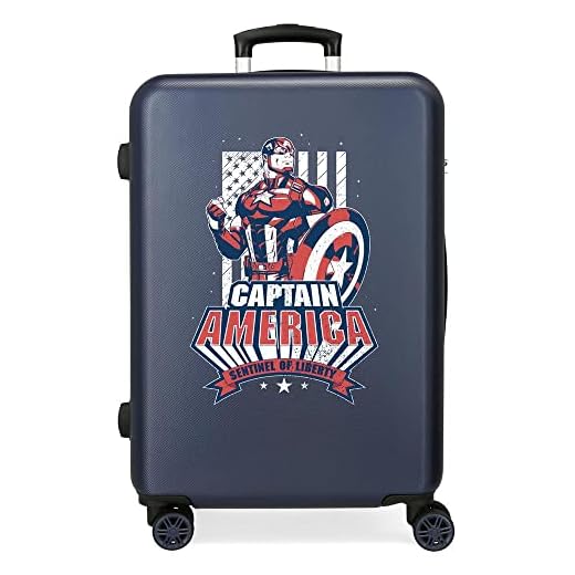 Marvel Los Vengadores Mightiest Heroes Maleta Mediana Azul 48x68x26 cms Rígida ABS Cierre de combinación Lateral 70L 2,66 kgs 4 Ruedas Dobles