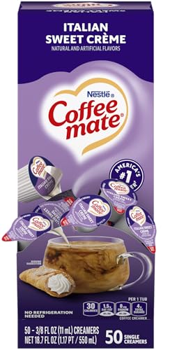 Coffee-mate 84652 Liquid Coffee Creamer, Italian Sweet Creme, 0.375 oz Cups (Box of 50)