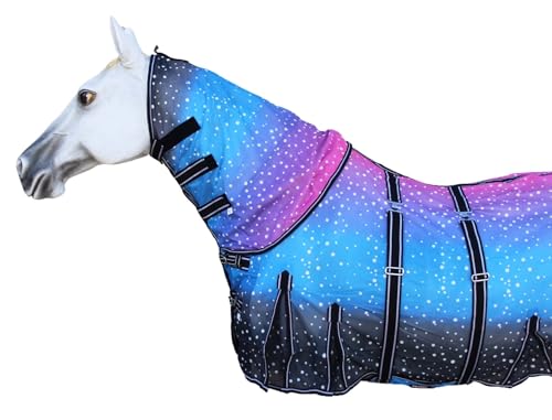 Image of Challenger Horse Light Summer Spring Airflow Mesh Fly Sheet Removable Neck Galaxy 73157