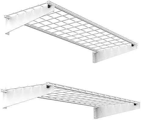 Wallmaster 2-Pack 2x4ft Heavy Duty Garage Wall Shelving 45-inch-by-15-inch Wall Mount Garage Storage Rack Floating Shelves Max Load 400lb White