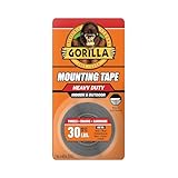 Gorilla Heavy Duty Double Sided Mounting Tape, Hanging, Instant 30lb Strong Hold, Permanent Bond, Weatherproof, 1 in x 60 in, Black, (Pack of 1)