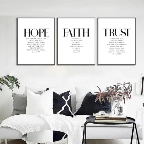 Póster de pared con versículo bíblico de esperanza y fe en lienzo decorativo de 40x60cm