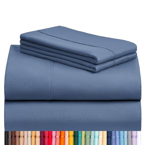 Image of LuxClub 4 PC Queen Sheet Set, Breathable Luxury Bed Sheets, Deep Pockets 18 inch Wrinkle Free Cooling Sheets Machine Washable Hotel Bedding Silky Soft - Oxford Queen