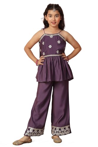 Image of Fashion Dream Girls Chanderi Ethnic Top & Palazzo Set|Indo Western Set|Salwar Suit