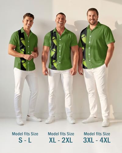Image of 99TIMORO Funny Film Summer Button Down Shirt Men Short Sleeve Top | Movie Character Hawaiian Shirts for Men Lightweight Breathable Beach Vacation Business Casual Summer Gifts Classic Fit