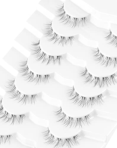 Onlyall Lashes Natural Look Wispy Short Eyelashes Fake Eye Lash Clear Band Eyelash Small 7 works A23(3MM-12MM) - Image 2