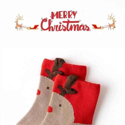 FedMois 5 Pairs Baby Kids Anti-slip Socks Cotton non skid Ankle Socks Animals, Christmas, 1-3 Years - Image 7