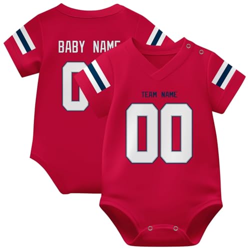 Image of KREDE Baby Clothes Unisex Bodysuit Jersey Style Custom Name Number for Baby Boys