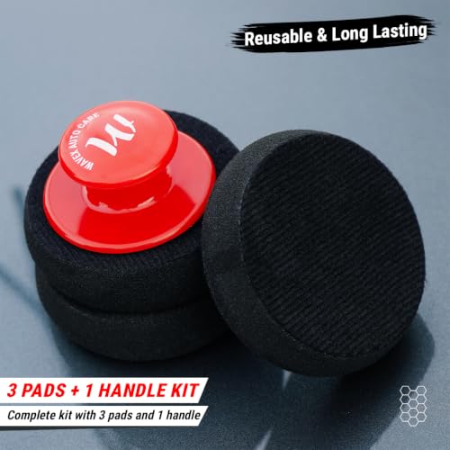 Image of Wavex Foam Applicator Pads with Handle - Set of 3 Foam Pads + 1 Handle | Soft, Even Application for Wax, Polish & Compounds | Car Detailing Applicator Pads