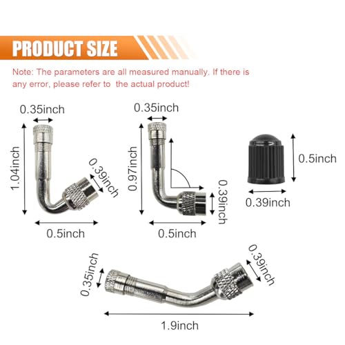 Image of Car Tire Valve Stem Extenders, 45 Degree 90 Degree 135 Degree Tire Inflator Nozzle Extender, Brass Valve Extension Adaptor for Car, Dually Wheels Passenger Car, Motorcycle, Bike (6PCS)