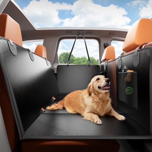 HiPetpy Hunde Autoschondecke Rückbank, 7-lagiges PU-Leder, 100{a56444a597c4985415e96eef2e3d150d68499217d1c2a076f5fc2092d6889437} wasserdicht, Rücksitzverlängerung mit Hartboden für Hunde, Belastbar bis 204 kg, rutschfeste Hängematte für Auto, SUV, Kombi (Schwarz) HiPetpy Hunde Autoschondecke Rückbank, 7-lagiges PU-Leder, 100{a56444a597c4985415e96eef2e3d150d68499217d1c2a076f5fc2092d6889437} wasserdicht, Rücksitzverlängerung mit Hartboden für Hunde, Belastbar bis 204 kg, rutschfeste Hängematte für Auto, SUV, Kombi (Schwarz)