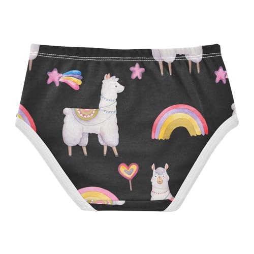 Wusikd Watercolor Llama Girls' Underwear Cotton Flowers Alpaca Girls Briefs Soft Toddler Underwear 6T2