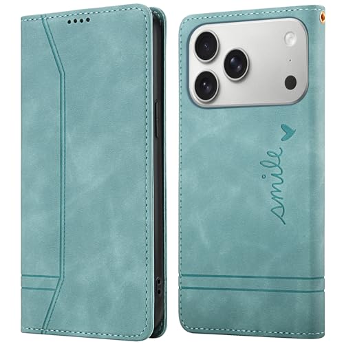 Étui à rabat iPhone 17 Pro Max bleu tendance porte-carte et support vidéo
