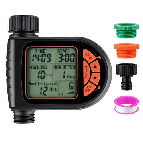 Mcbazel Temporizador de Riego con Retardo de Lluvia y Pantalla LCD, IP65 Impermeable, Temporizador de Agua para Jardín, Balcón, Patio, Granja, Césped