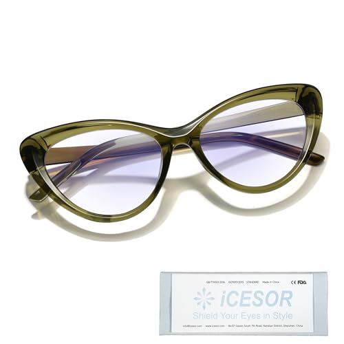 Icesor Bast Sytle Oversized Cateye Blue Light Blocking Glasses Lightweight Chic Frame Anti Eye Strain Protection Office TV Computer Gaming for Women