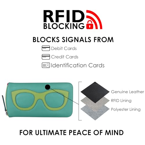 Image of ili New York Smooth Leather Soft Eyeglass Case, Zip Closure with RFID Blocking Lining, Travel-Friendly in Vibrant Colors
