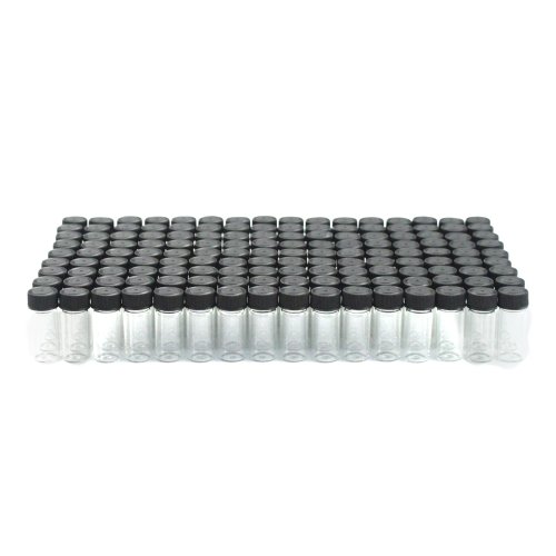 Clear Glass Vials, 1 Dram (1/8 oz) with Screw Caps, Case of 144