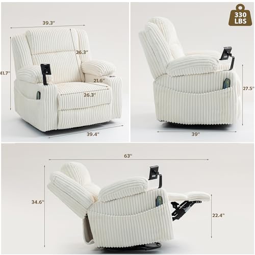 Sillón Power Oversized Giratorio Blanco crema miniatura 2