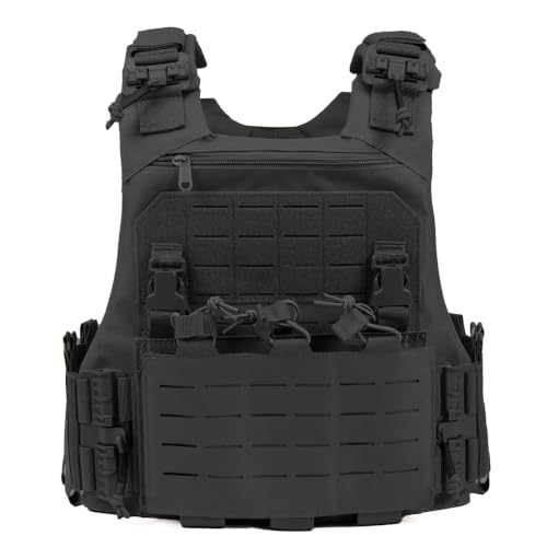 Chaleco tactico militar negro SIXMM CUV VEST para partidas de airsoft de fin de semana en campo abierto